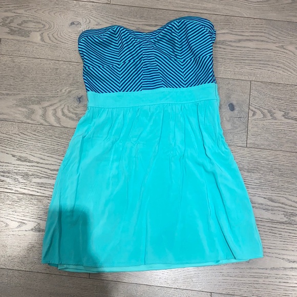 Teal and blue striped sleeveless dress - Picture 1 of 1